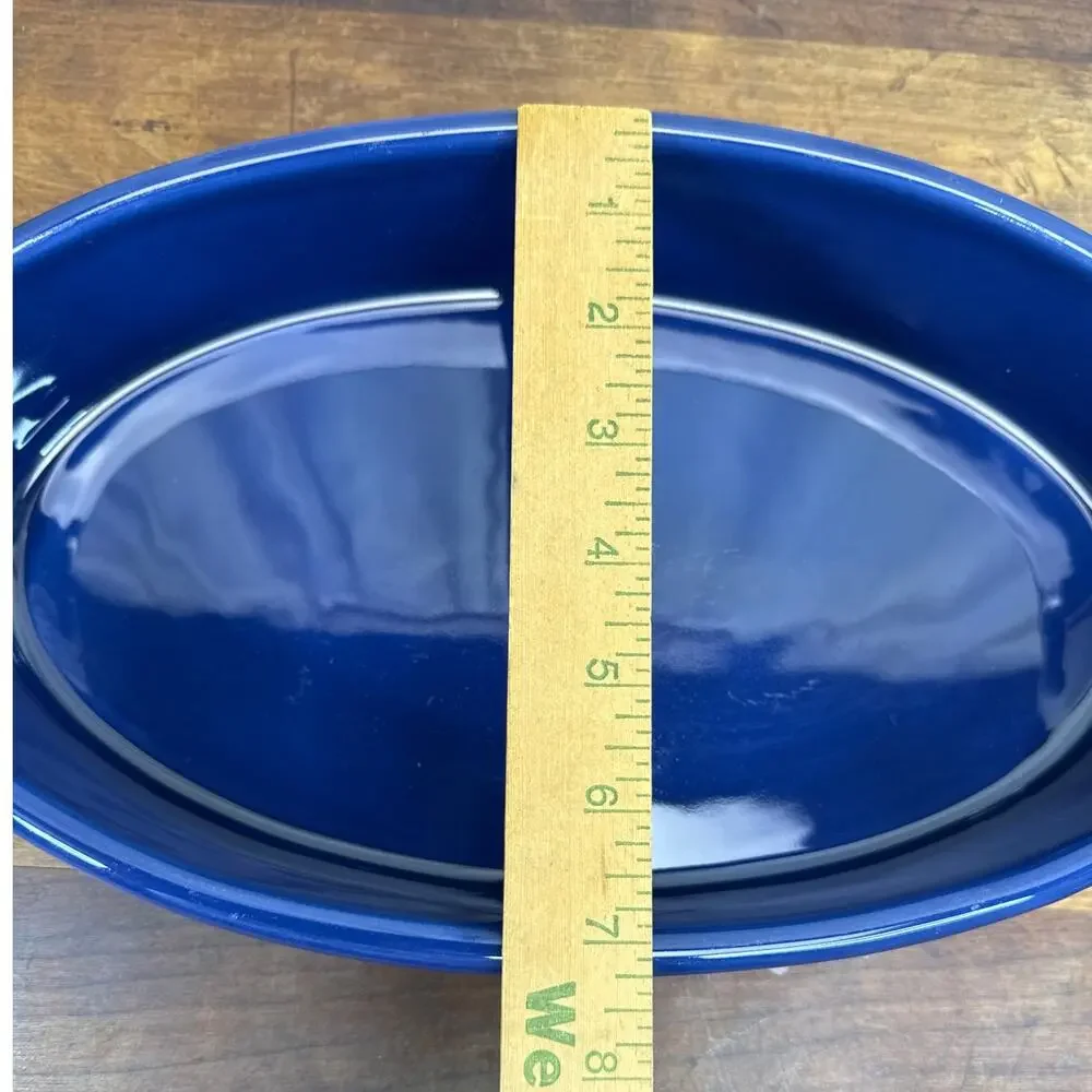 Crate & Barrel Portugal Stoneware Cobalt Blue Casserole Baking Dish With Handles
